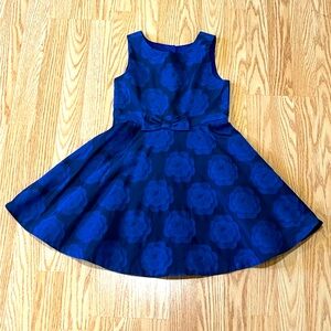 Janie and Jack Navy Cut Out Dress With Flowers: Size 7